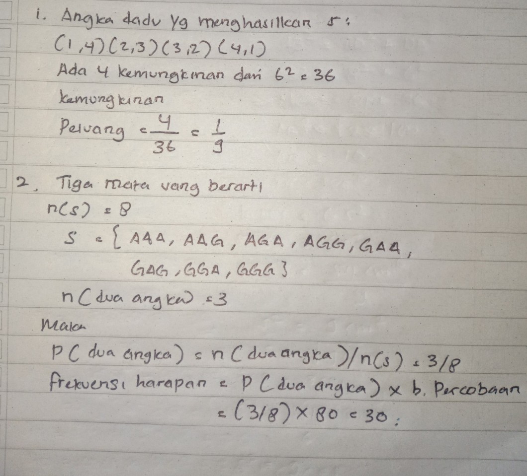 1 Pada Pelemparan Dua Bu Descubre Como Resolverlo En Qanda