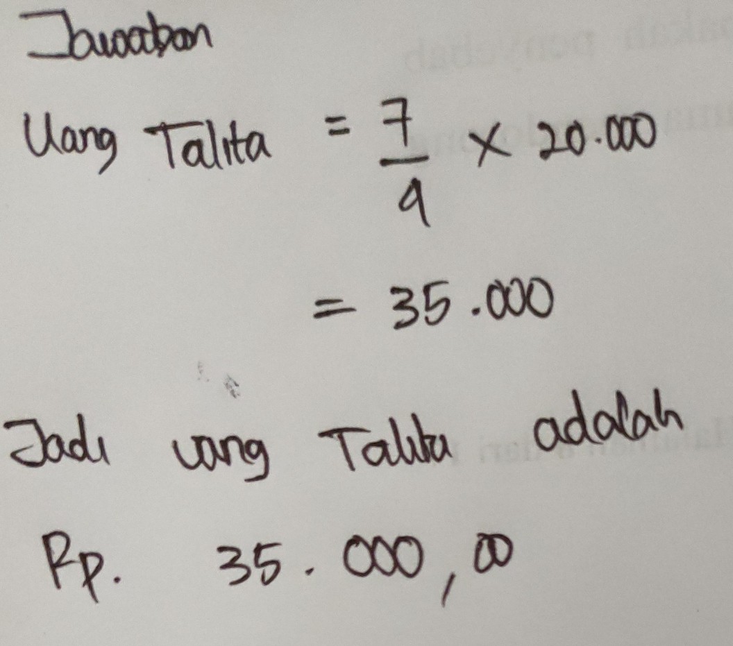 Uang Tina 2 Uang Talita Descubre Como Resolverlo En Qanda