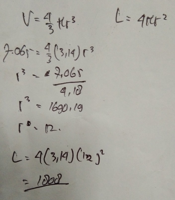 Sebuah Belahan Bola Padat Lihat Cara Penyelesaian Di Qanda