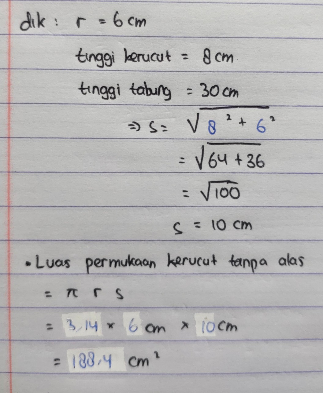 Luas Permukaan Kerucut T Lihat Cara Penyelesaian Di Qanda